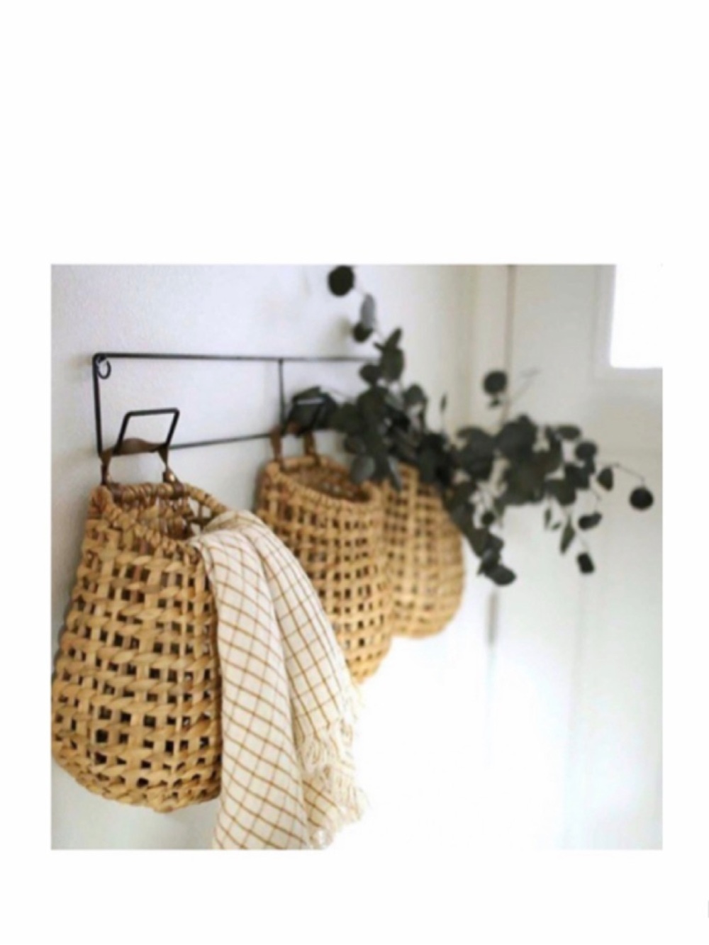 NEW Hyacinth Wall Baskets on Hanging Rack